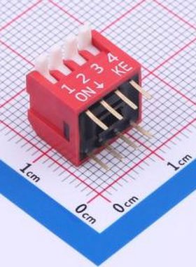 DSDP04LHGETR 2.54mm 宽体红色4位琴键式拨码开关 - 拨码开关