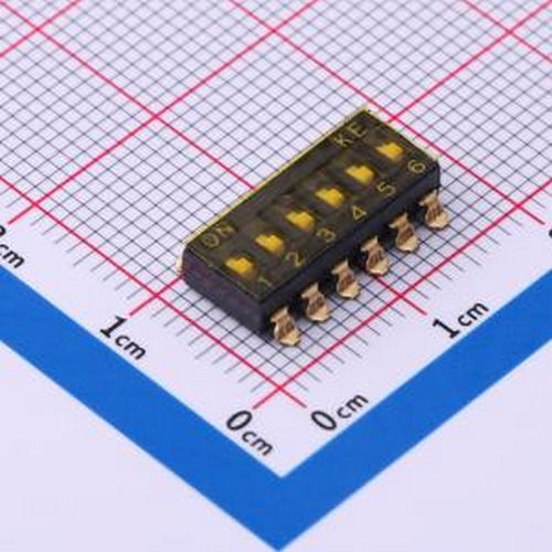 DSIC06TSGER 2.54mm 6位贴片平柄贴膜拨码开关卷装 SMD-12P,6x15.