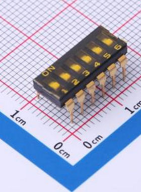 YDD06LS2 6位低拨键贴膜黑色插件2.54MM拨码开关 插件 拨码开关