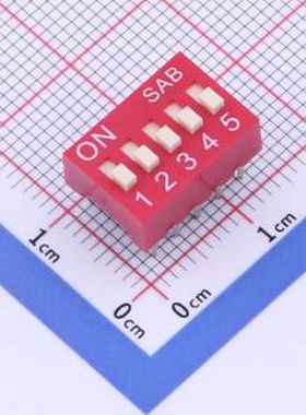 BSE05GR 2.54mm间距5P 红色插件拨码开关 插件 拨码开关