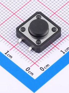 TS-1250SK 12*12*5mm 立贴轻触开关 黑色 弹力250gf 编带 SMD-4P,