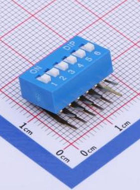 TM-06R 拨码开关蓝色06P-90度 间距2.54mm 立式侧插侧拨6位DIP 插