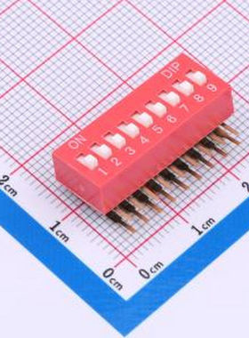 DA-09-R 拨码开关2.54mm间距,弯脚90度侧插 红色 9PIN/位 高推 插