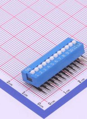 DA-12BLP 间距2.54mm 平拨,凸起式 12位拨码开关 插件 拨码开关