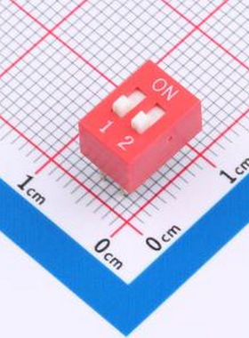 DS-02-R 拨码开关2.54mm间距,红色2PIN/位 立式直插平拨正拨高推