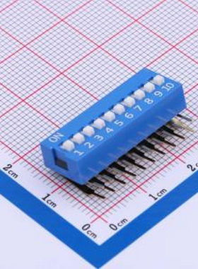 DA-10-B-T 蓝色90度弯脚 10位 拨码开关 插件 拨码开关