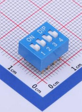 TA-04R 拨码开关蓝色04P-180度 间距2.54mm 立式直插正拨平拨4位D