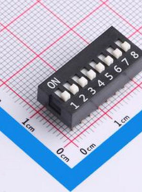 DS-08-K-T 8位 2.54mm间距 宽体黑色顶拨 DIP拨码开关 管装 插件