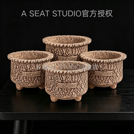 A SEAT STUDIO泰国进口纯色熔岩小脚花盆块根绿植手工花盆