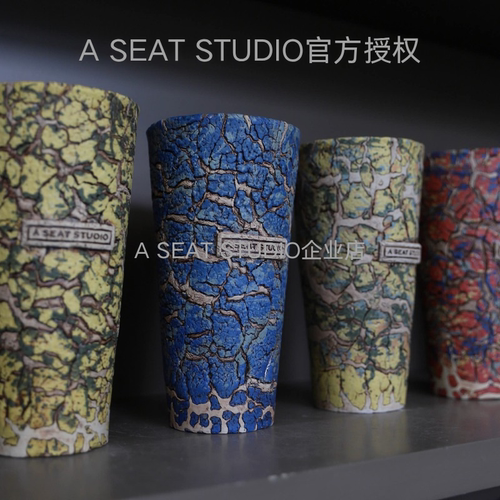 A SEAT STUDIO泰国进口爆裂纹彩色熔岩手工块根绿植手握杯花盆
