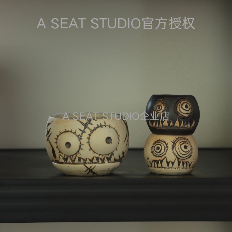A SEAT STUDIO泰国进口搞怪大眼怪兽块根绿植手工花盆