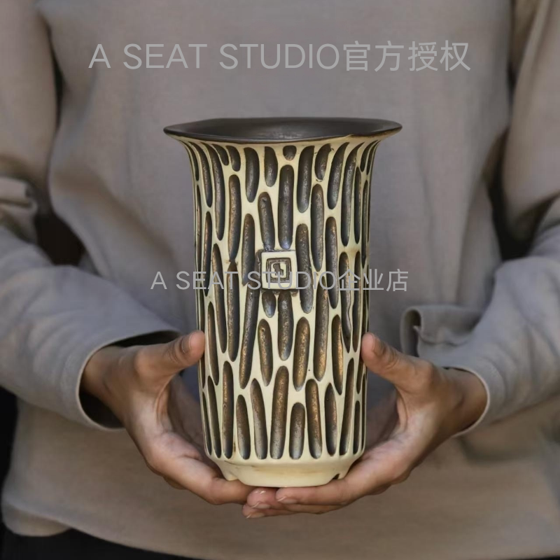 A SEAT STUDIO泰国进口敞口直筒花盆块根绿植手工花盆
