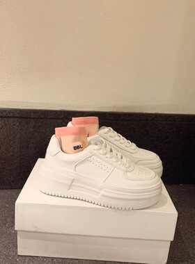 【苏茵茵】首尔晴天～苏茵茵真皮增高厚底板鞋小白鞋E21D118A