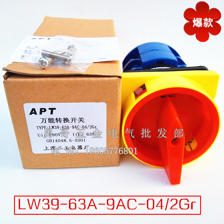 机床线路转换开关LW39-63A-9AC-04/2Gr负载断路开关63A2节银触点