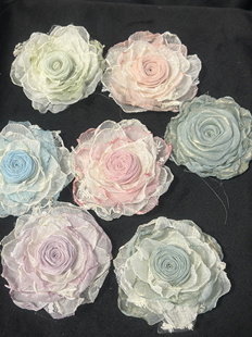 原创手作布艺小众浅绿色温柔系干枯洛丽塔灼烧蔷薇玫瑰胸针胸花