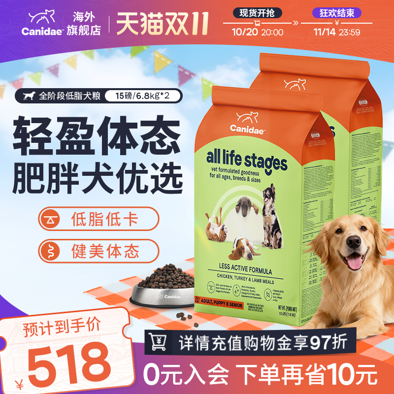 卡比美国进口狗粮老年低热量低脂胰腺炎肥胖减脂成犬粮30磅