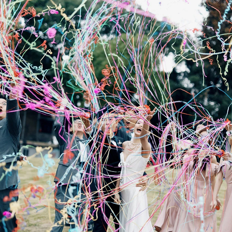 婚礼手抛彩带拉环免打扫蜘蛛丝氛围感生日派对礼花枪气氛场景道具