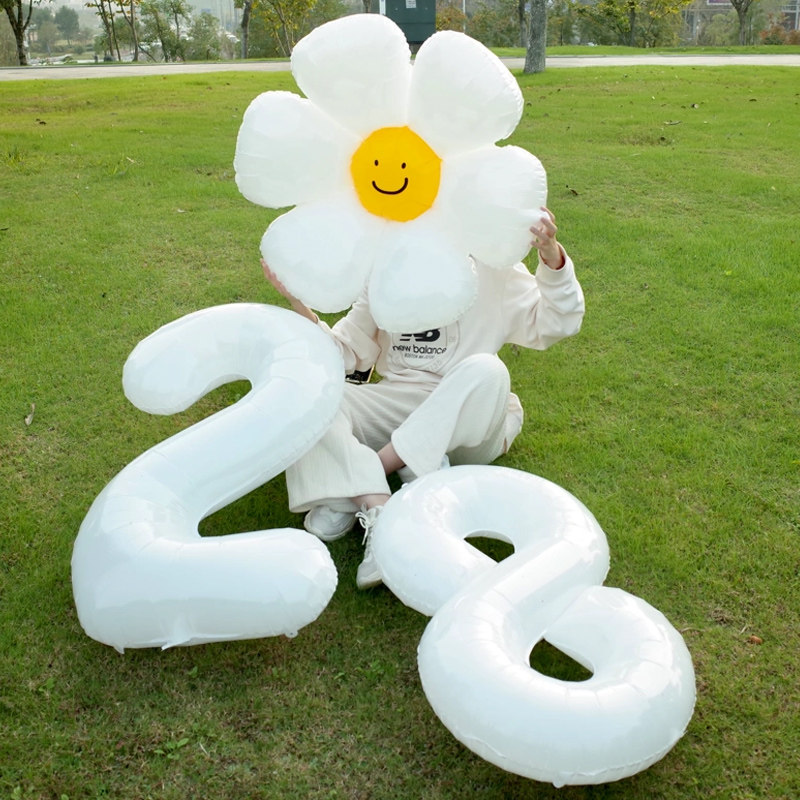 生日数字气球野餐户外32白色儿童周岁派对装饰场景布置拍照道具