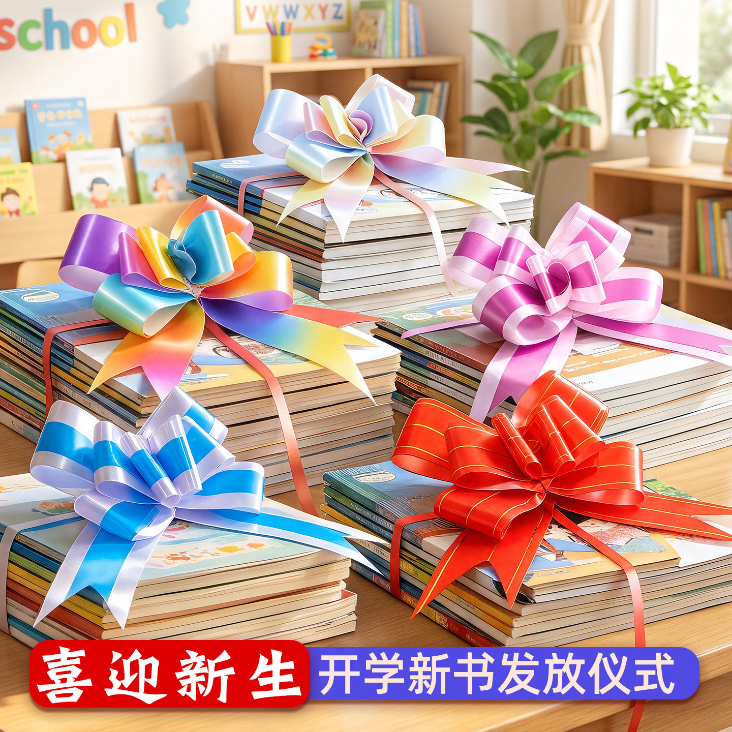 开学教室新书仪式感绑书拉花彩带图片