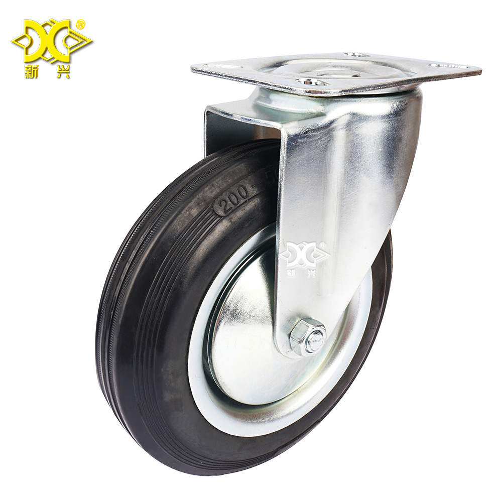 新兴脚轮 8寸轻型防尘滚针橡胶脚轮万向轮 移动设备脚轮 静音耐用