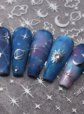 Hot Silver Star Nail Sticker Star Moon Bronzing Mirror Nail