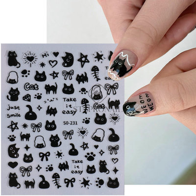 Nail stickers cute cartoon cats puppies love patterns graffi