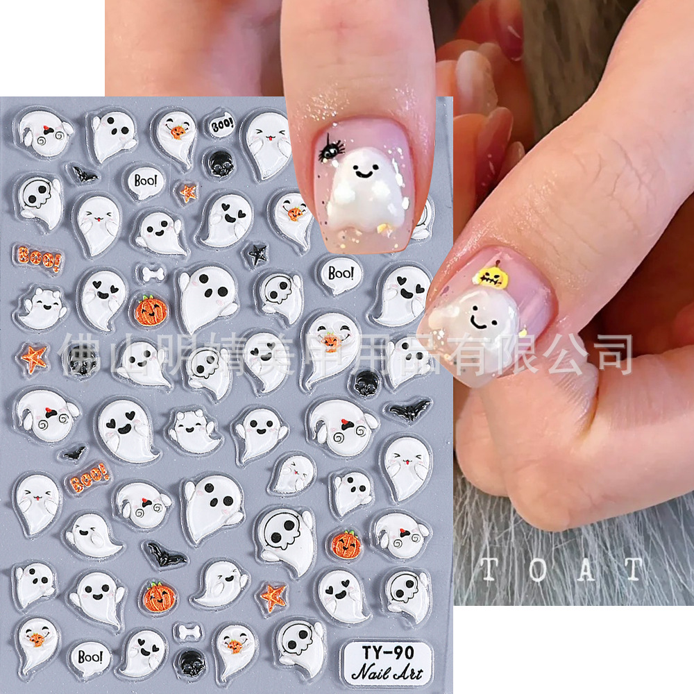 3D Cute Nail Sticker Jelly Cute Ghost Halloween Snowman Crys
