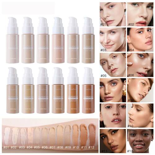 1PCS 12 Color Liquid Foundation Powder Is Light And Delicate