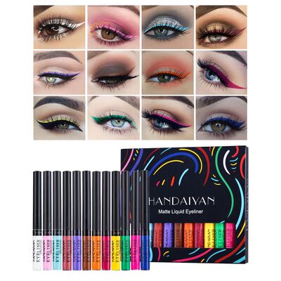 12 Color Liquid Eyeliner Pen Set Waterproof Long Lasting