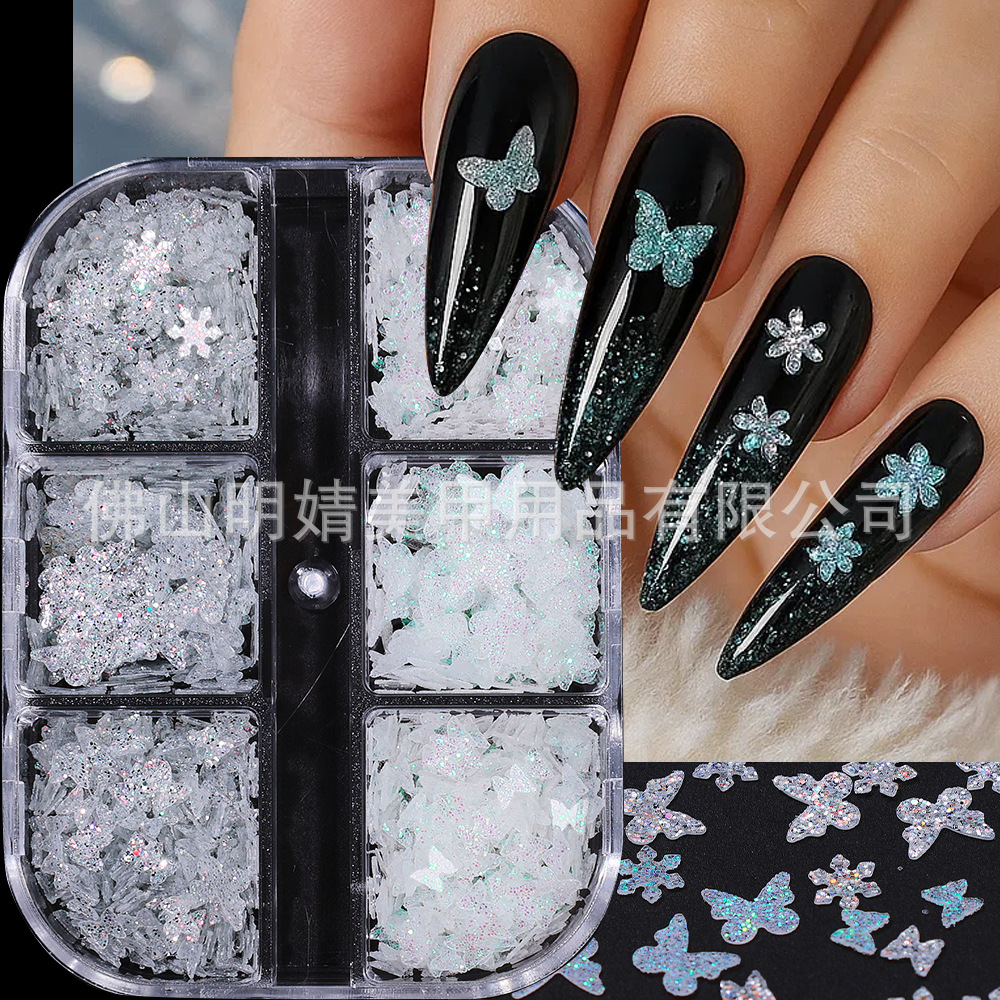 Winter Nail Art Jewelry Flash Aurora Laser Snow Fleece Shard