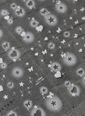 1pcs 5D White Hollow Series Nail Art Stickers Heart Butterfl