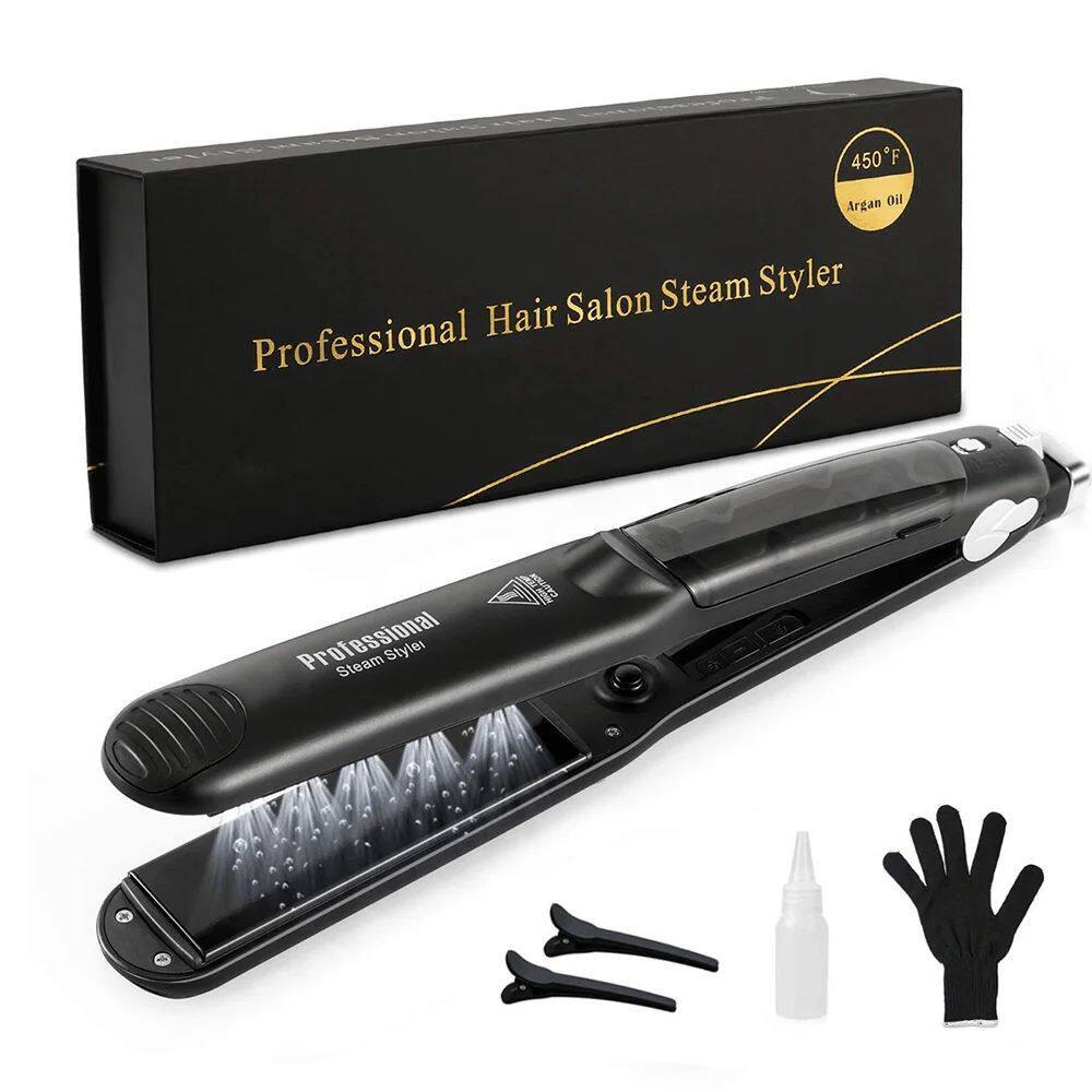 Steam Hair Straightener Ceramic Vapor Flat Iron 450℉ Fast H