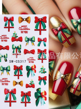 Christmas Nail Sticker Christmas Bow Candy Flower Cartoon Ad