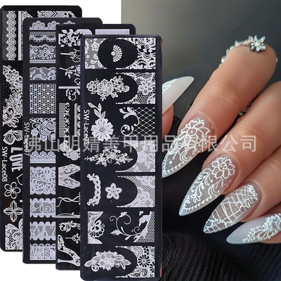 Lace Nail Art Steel Plate Lace French Bow Flower Jewelry Nai