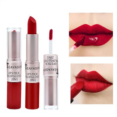 Long Lasting Velvet Matte Lipstick Double Head Lip Gloss Non
