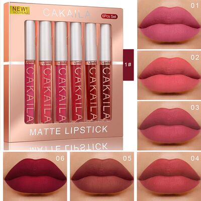 6-pack lip gloss set long-lasting non stick cup liquid lipst