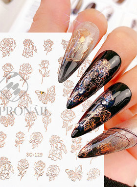 Nail Sticker Bronzing Rose Gold Rose Rabbit Valentine's Day