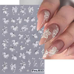 Japanese Lace Flower Anaglyph Nail Sticker French Micro-carv