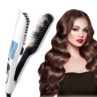 Hair Straightener Brush Heating Hot Hair Combs Dual Voltage