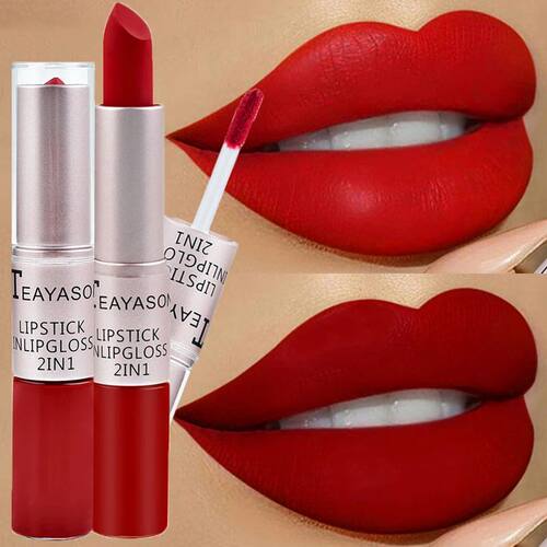 1Pc Long Lasting Velvet Matte Lipstick Double Head Lip Gloss