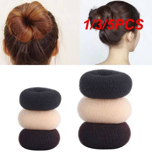 1/3/5PCS M L Black/Brown/Ivory Hair Bun Maker Donut Bagel Fo