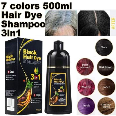 30ml/500ml 3-in-1 Quick Hair Dye Shampoo Natural Black Herba