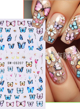 Nail Stickers Spring Cherry Blossom Butterfly Color Butterfl