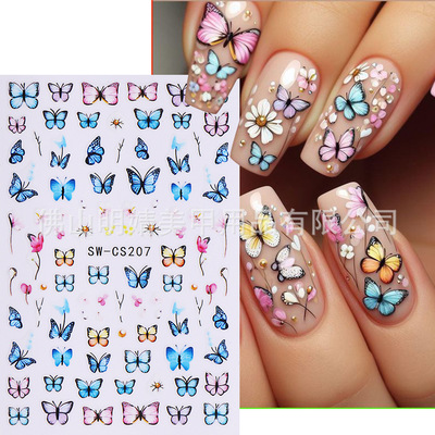 Nail Stickers Spring Cherry Blossom Butterfly Color Butterfl