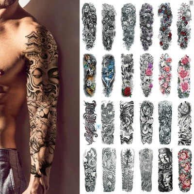 Waterproof Temporary Tattoo Sticker Full Arm Large Skull