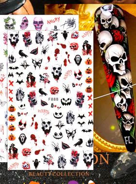 Classic Halloween Nail Sticker Skull Ghost Pumpkin Bones Hal