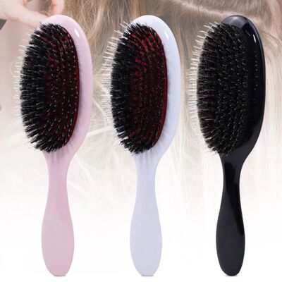 1PC Oval Boar Bristle Nylon Hair Comb Mini Anti-static Hair