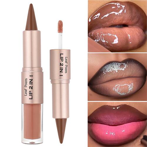 Black Brown Tapered Lip Liner Contour Pencil Double Head Mir