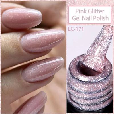 Nude Pink Silver Glitter Gel Nail Polish Autumn Colorful Spa