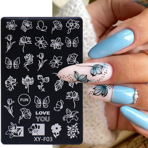 Nail Art Steel Plate Spring And Summer Flowers And Leaves Bu